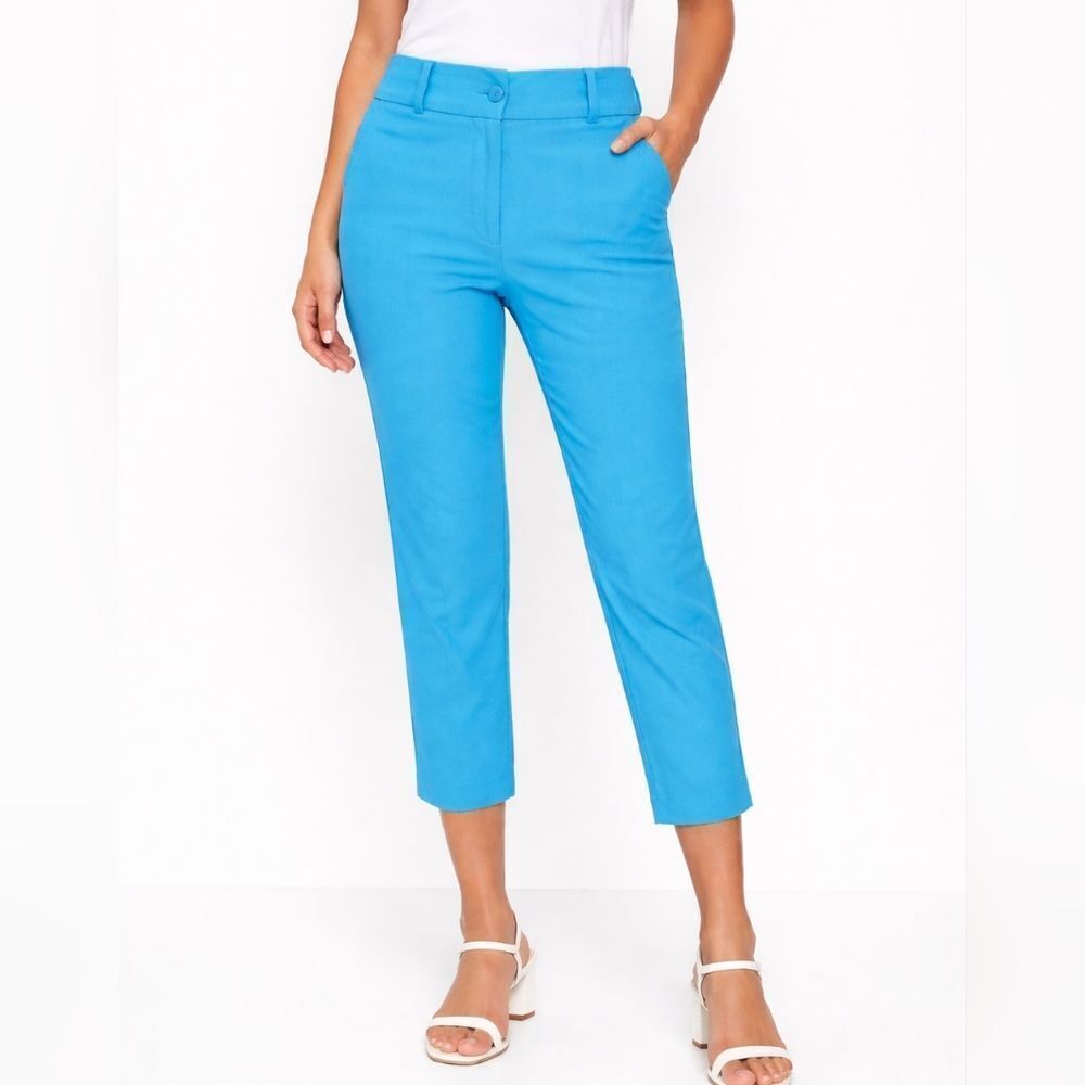 New York & Company Bright Blue Cropped Dress Pants Size 6
